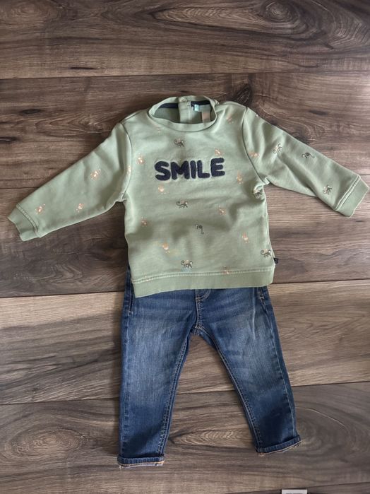 Сет от дънки слим фин марка Зара и суитшърт Окайди. Размер 12-18 м.