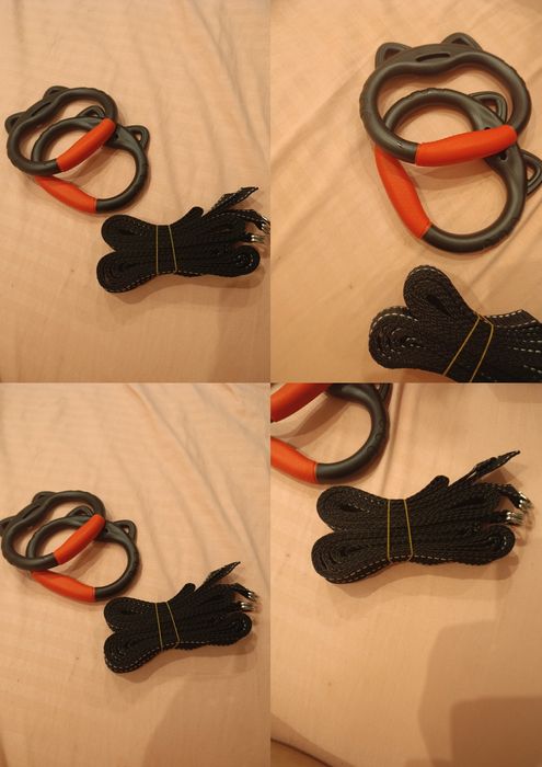 Inele de gimnastică pentru copii, cu curele ajustabile, negre