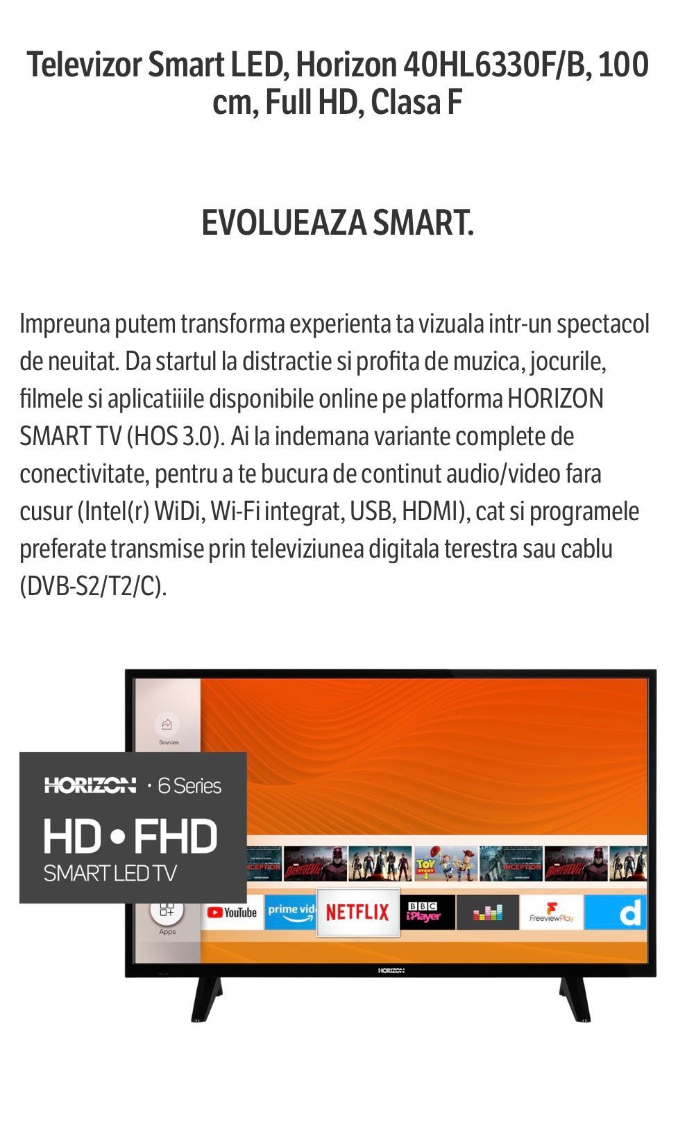 Horizon HD Smart TV 100 cm NOU