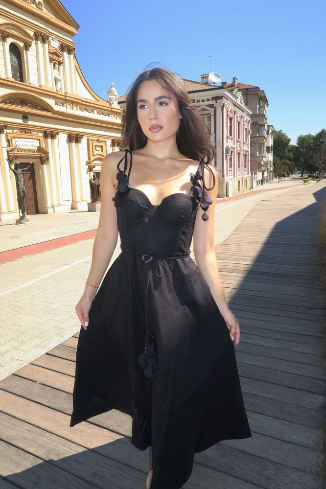 Миди ленена рокля Serena