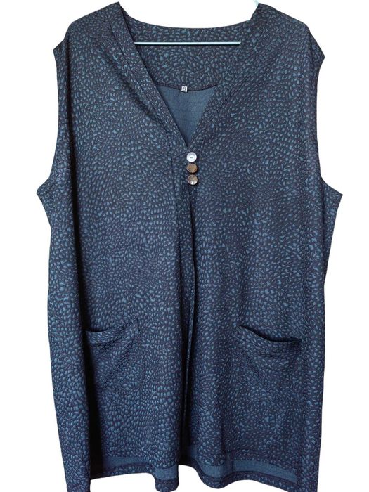 Дамска жилетка с копчета, Тъмнозелена, 77х68 см, 44