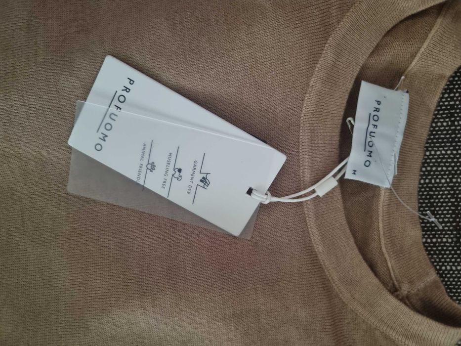 Мъжки пуловер Profuomo, 100% мерино, размер М, нов, с етикет