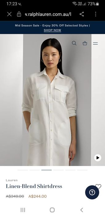 POLO Ralph Lauren Лен Shirtdress Size 0 /S НОВО ОРИГИНАЛ Дамска Ленена