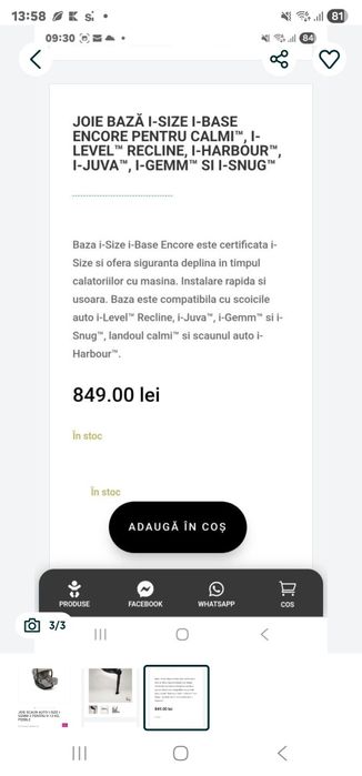 Baza isofix rotativa scoica Joie