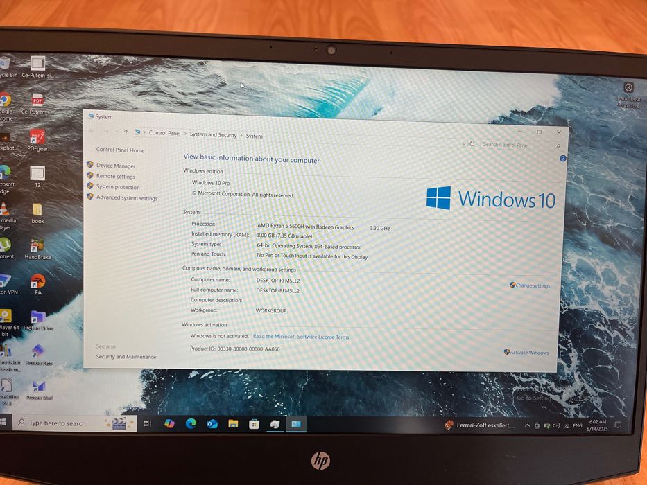 Laptop gaming hp pavilion 15 ryzen 5 5600h rtx 3050