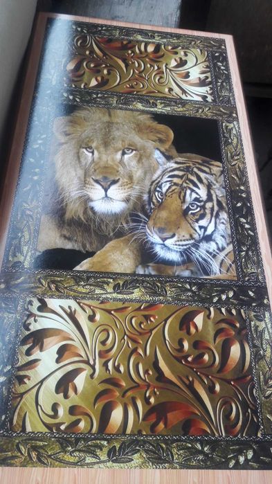 Новые Нарды  Лев с Тигром . Размер доски 50 см на 50 см