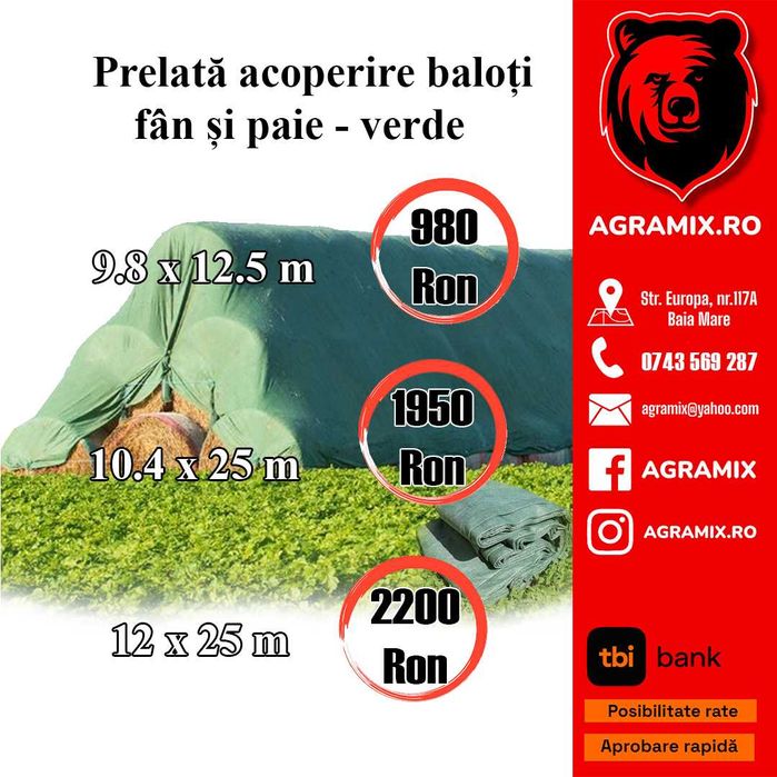 Plasa - prelata protectie pentru folie siloz verde Agramix noi