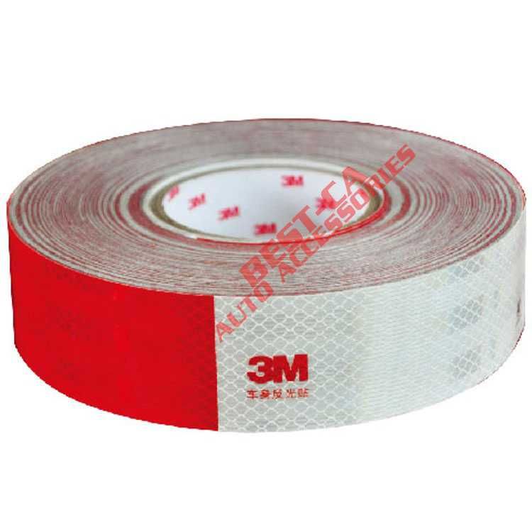 3M premium rola banda reflectorizanta tip fagure rosu cu alb 45m x 5cm