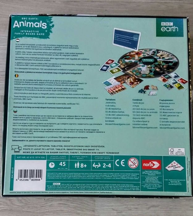 Настолна игра Noris BBC Earth - Animals