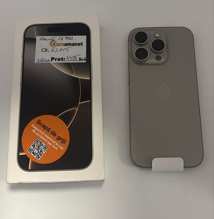 Telefon mobil Apple iPhone 16 Pro, 128GB, 5G, Black Titanium , -A-