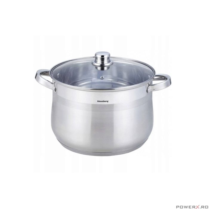 Oala din inox cu capac din sticla, 26cm, fund termic multistrat, 10.7l