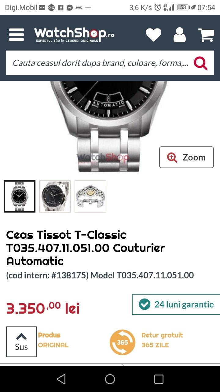 Ceas Tissot COUTURIER Powermatic 80 atentie pretul in magazin 3300 lei