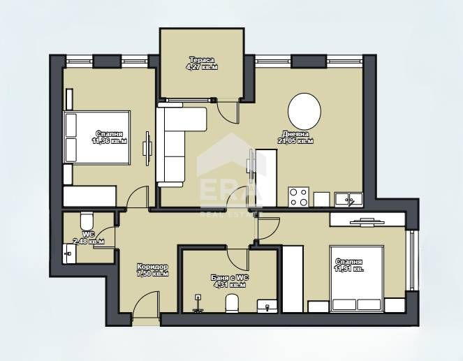 Възможност за включване в нов строеж! Тристаен апартамент в новостроящ