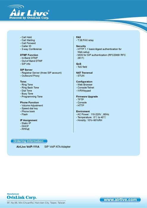 Router Air Live Voip-111A