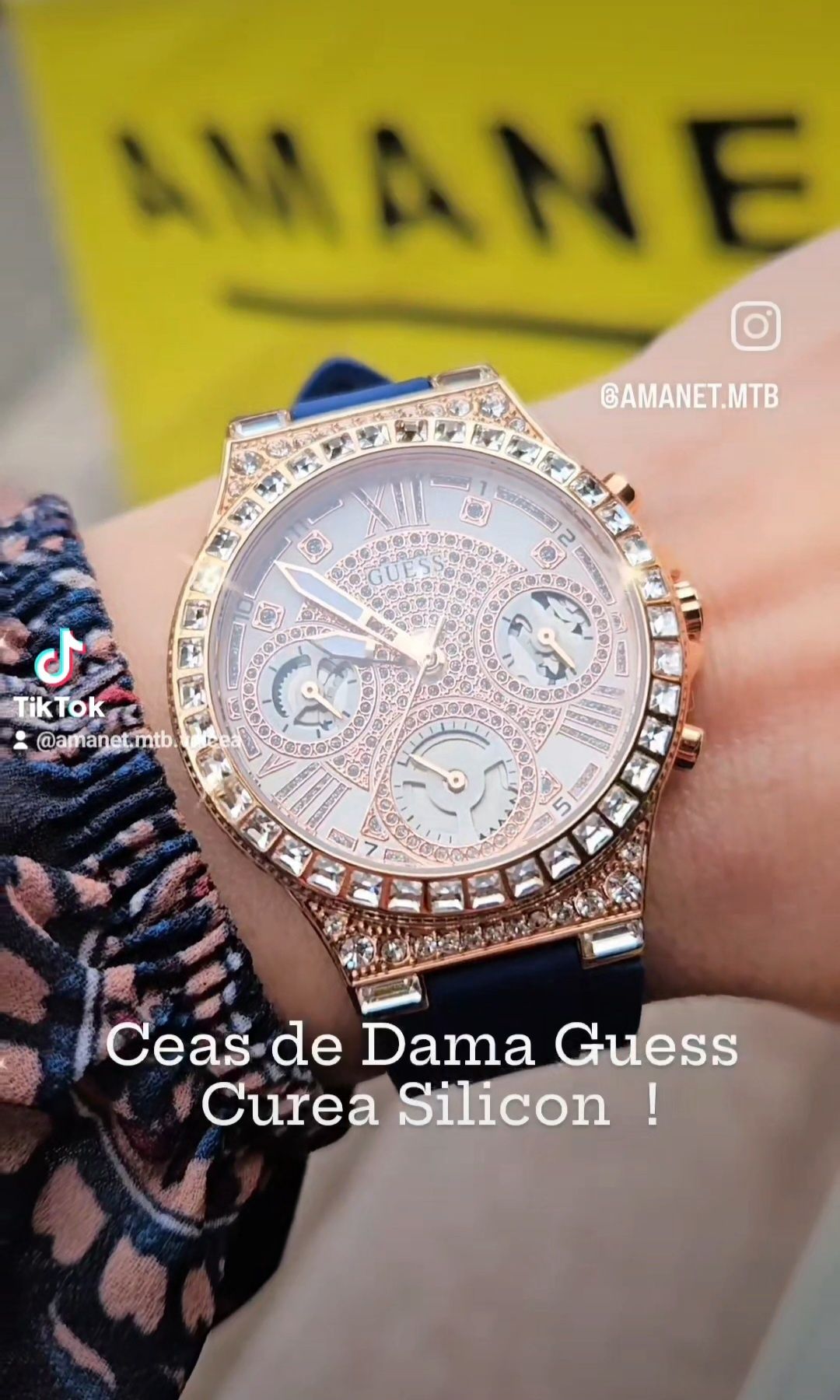 Ceas de Damă Guess Moonlight  - Curea Silicon  - Quartz  - NOU  !