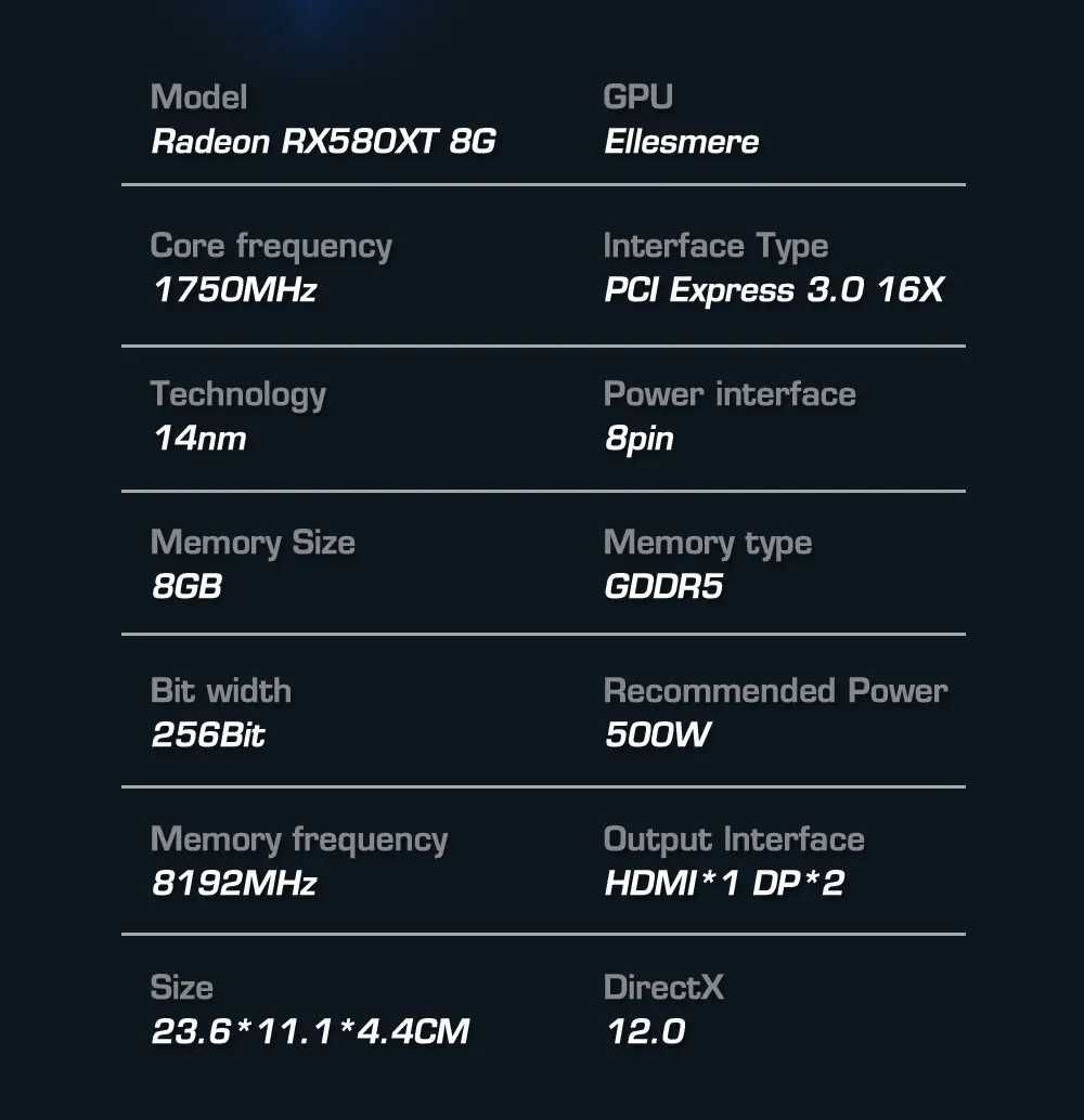 Видеокарта ENVINDA AMD RX 580 8G GDDR5