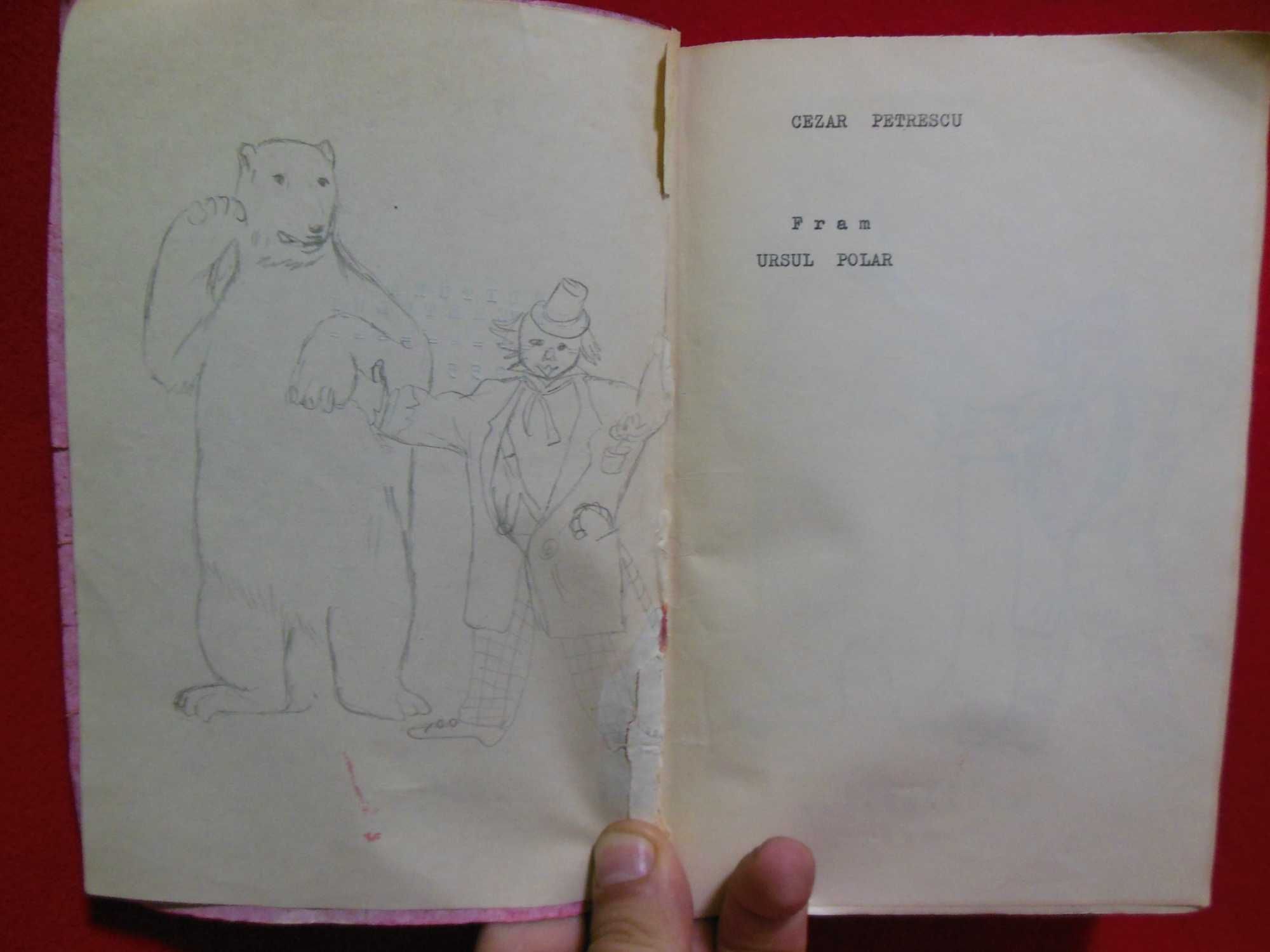manuscris dactilografiat vechi Fram ursul polar de Cezar Petrescu