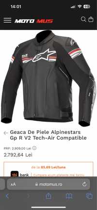 Geacă de piele moto Alpinestars GP-R V2 Tech-Air \\ marime 48