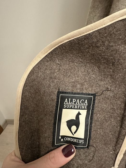 Palton Alpaca blana naturala