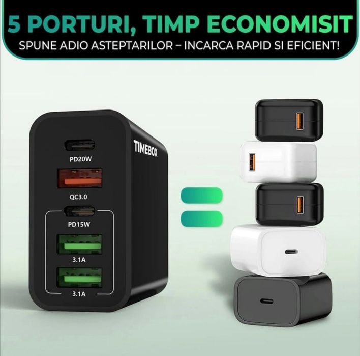 Încărcător  MULTI-PORT 3U + 2 PD