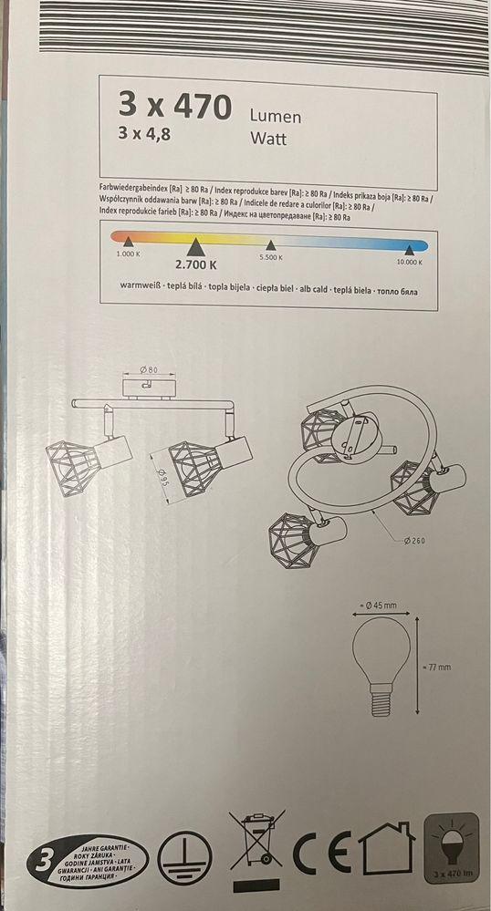 Plafoniera led 3 abajururi rotative, pivotante.Nou in cutie!