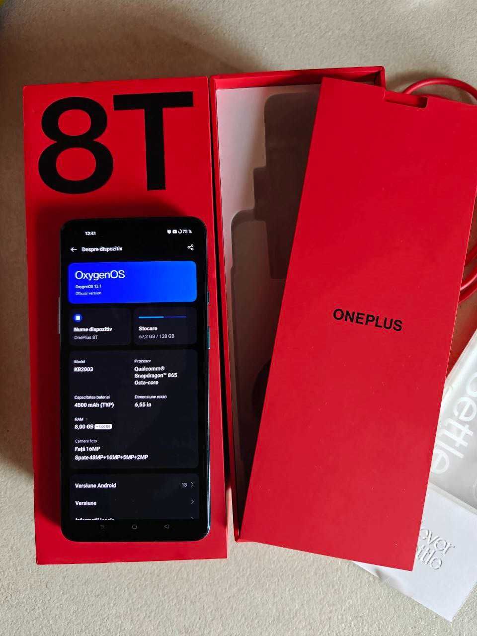 OnePlus 8T, Dual SIM, 128GB/8GB, 5G, Aquamarine Green + folii si huse