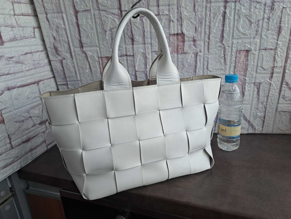 дамска чанта,бяла кожена чанта-естествена кожа