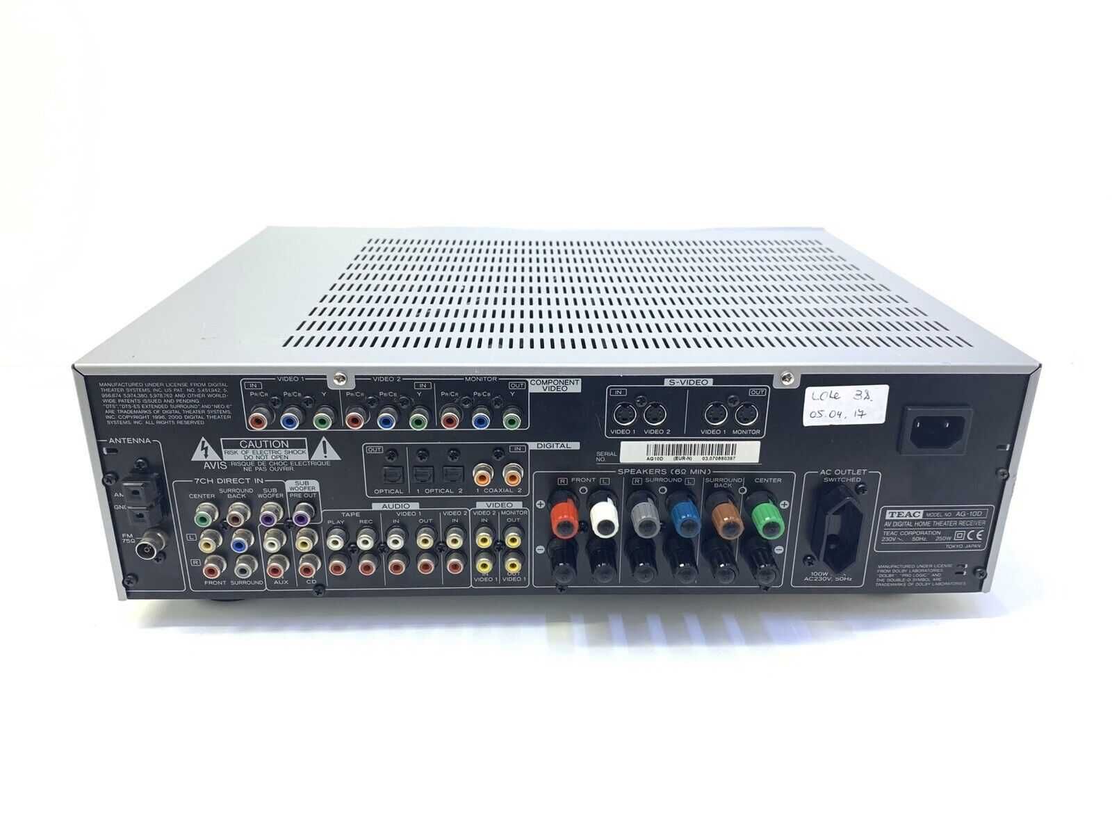 TEAC AG-10D Av Digital Home Theatre Receiver 6.1 Channel 5 X 125W–Nou