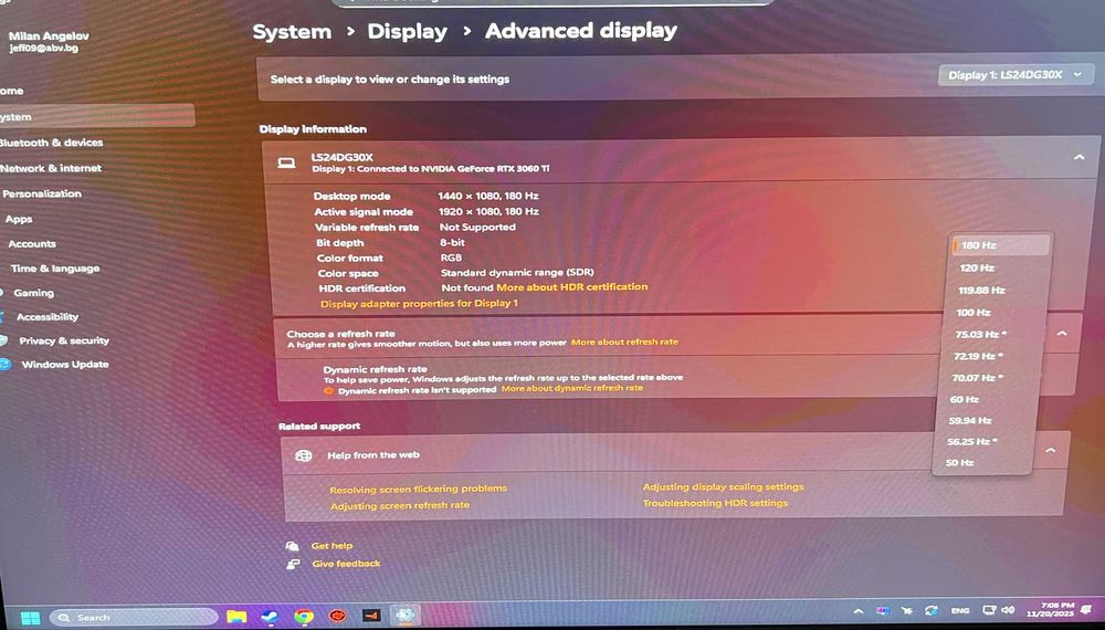 Samsung odyssey G3 180hz