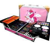 Set de pictura si desen pentru copii, 145 de piese, cutie din metal