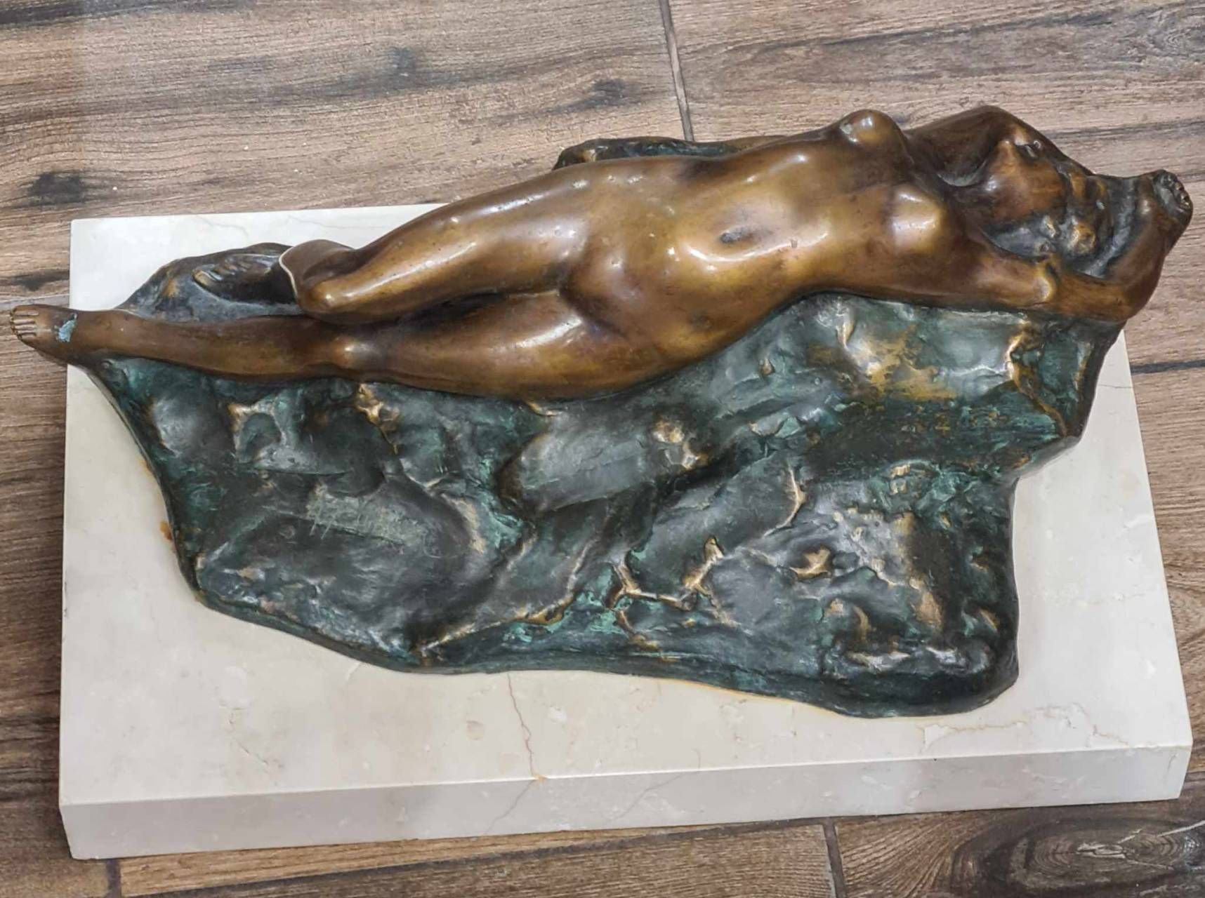 Sculptura din bronz nud de femeie, pe soclu din marmura, A. Furnier