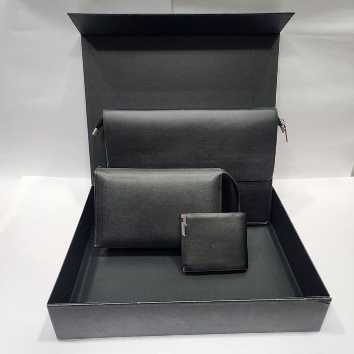 Мужской кожаный набор — Сумка + Клатч + Мини-кошелёк