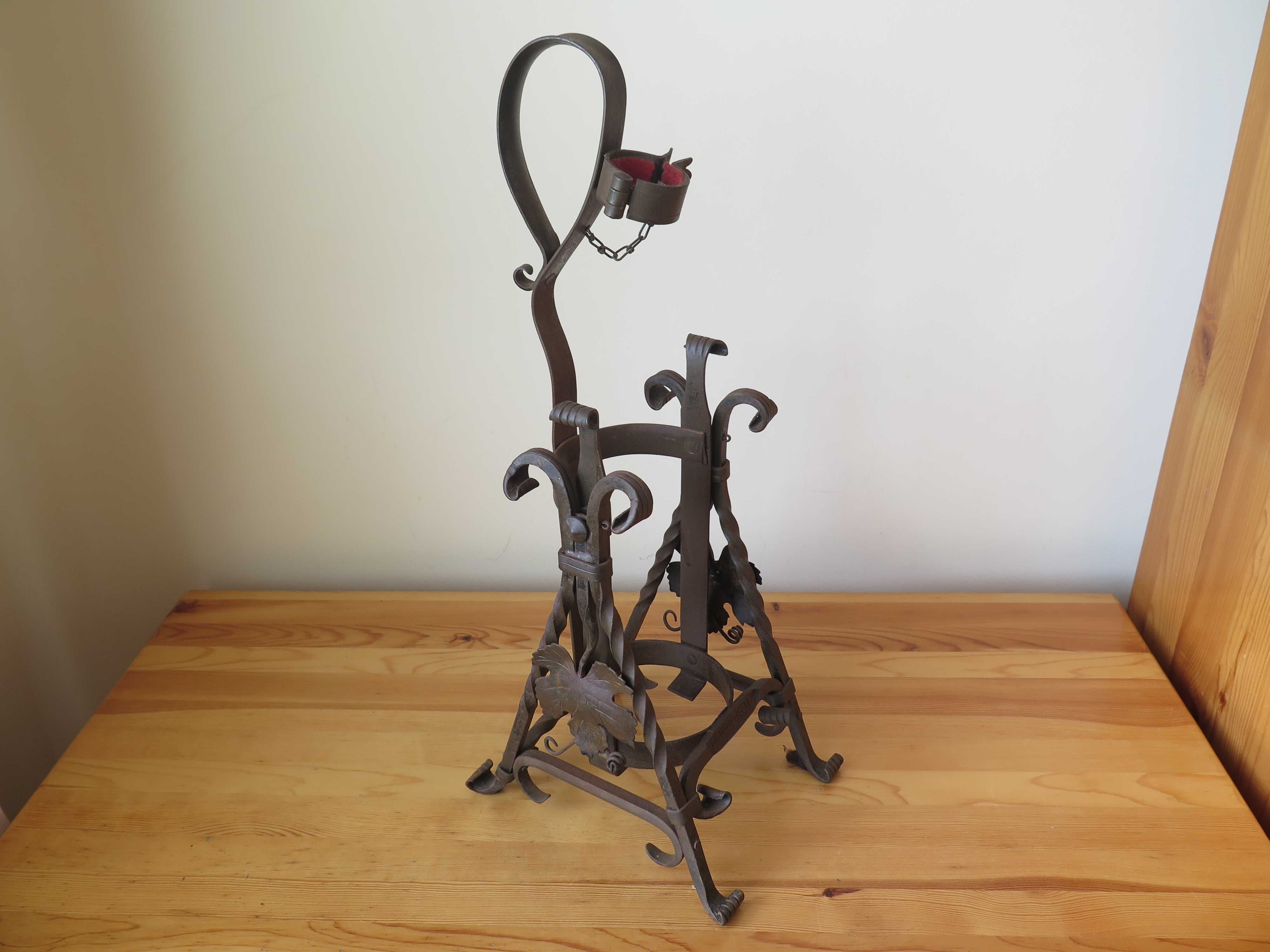 Vintage Asbach-Uralt Wine Bottle Holder/Decanter ,1970г.,ковано желязо
