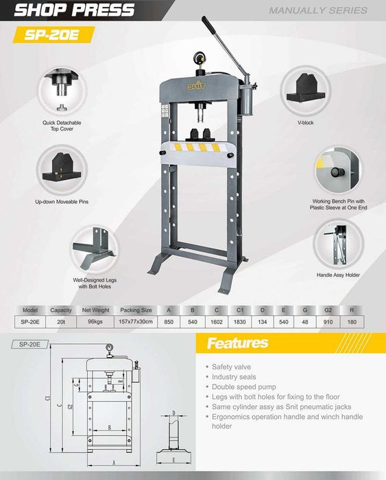Ръчна хидравлична преса 20т