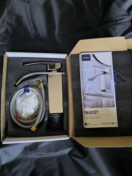 Baterie pentru lavoar tip cascadă,otel inoxidabil,finisaj lucios