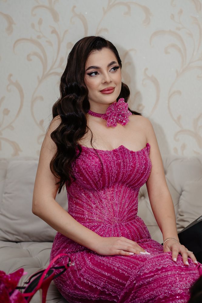 Rochie Roz Deosebita cu Cristale