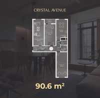 Crystal avenue 6 этаж 3 хонали 90.6 кв/м сотилади