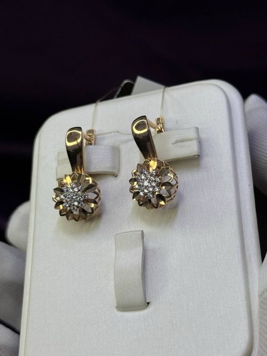 Золото 585, серьги-4,60