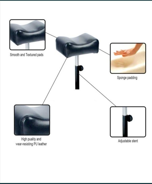 Scaun cu spatar si Suport pedichiura, reglabil, Negru
