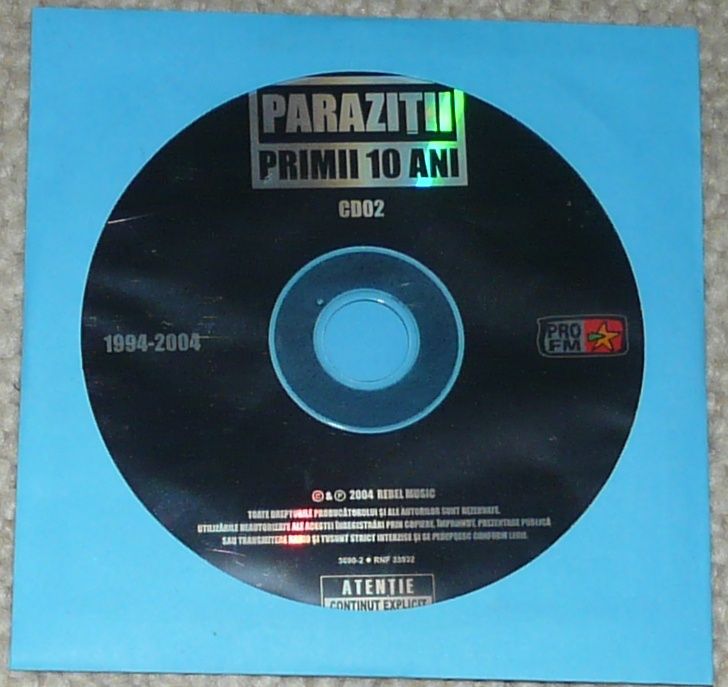Cd hip hop romanesc Parazitii primii 10 ani stare slaba,fără coperta