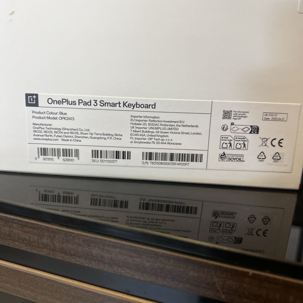 Нов!OnePlus Pad 3 Smart Keyboard, Blue QWERTY клавиатура калъф OPK2413
