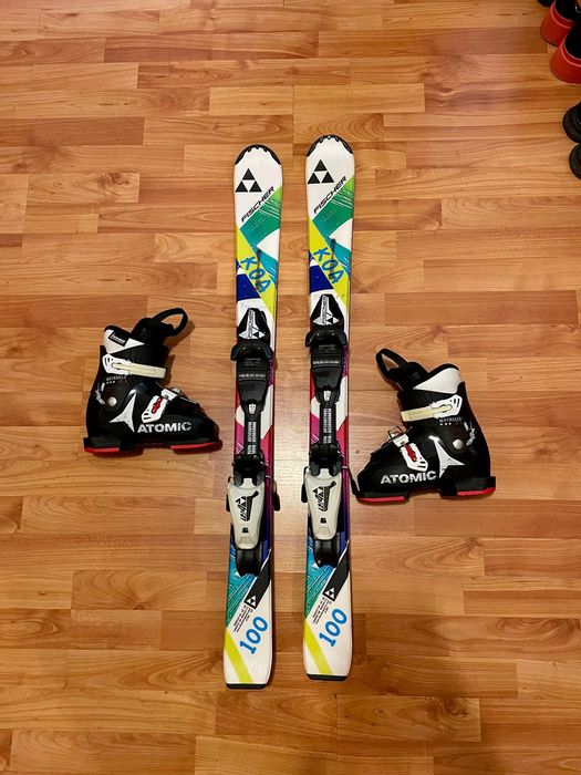 Schiuri  copii 100 cm Fischer cu clăpari set