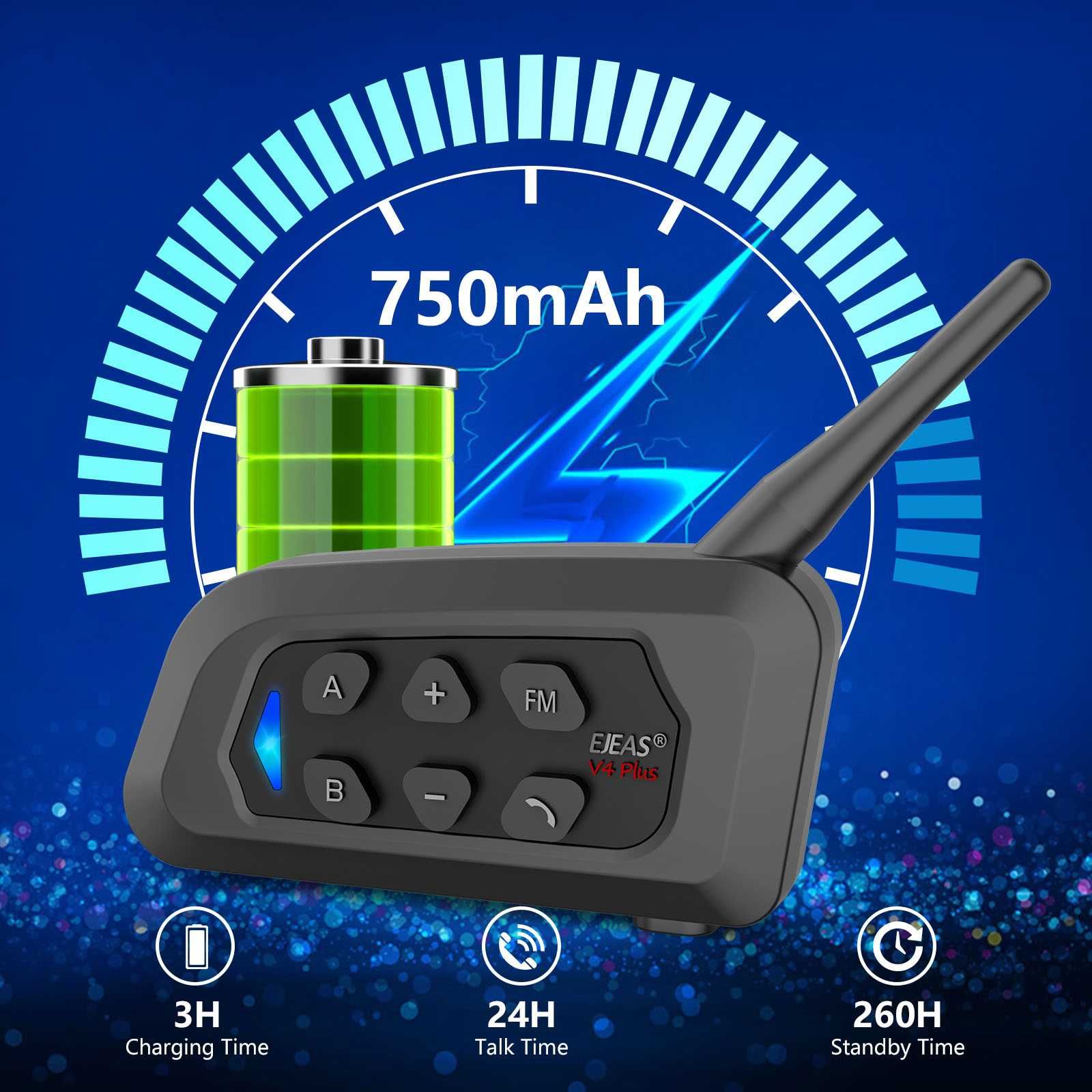 EJEAS V4 Plus  Интерком слушалка Bluetooth 1500M 4 ездача