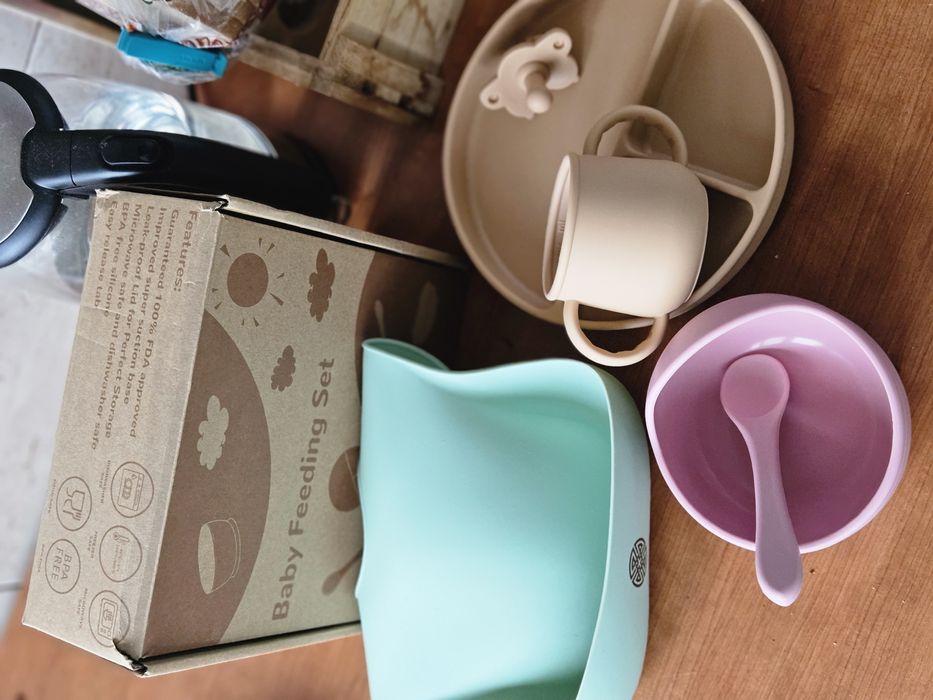 Set de hranire bebelusi - pentru diversificare - din cauciuc organic