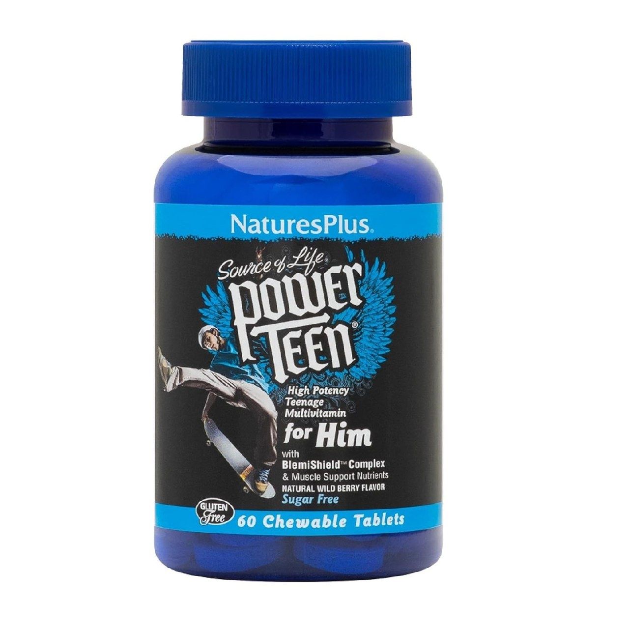 NaturesPlus Power Teen для него — 60 жевательных таблеток, лесные ягод