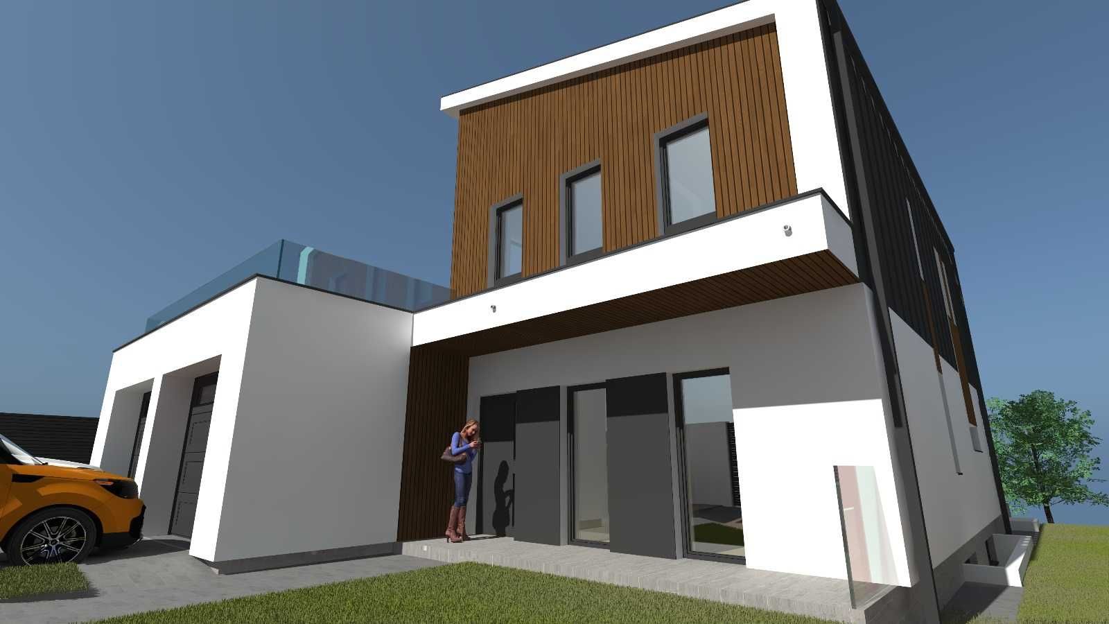 Teren Cisnadie + Proiect casa (S+P+1,garaj 2x) + Autoriz. constructie