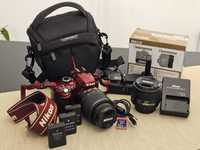 Aparat foto DSLR Nikon D3200, 24.2MP, Red + Obiectiv 18-55mm VR