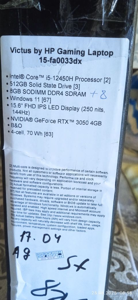 Ноутбук сатылады таза улыума пайдаланылмаган  I5hp victus. 40-50 rtx.
