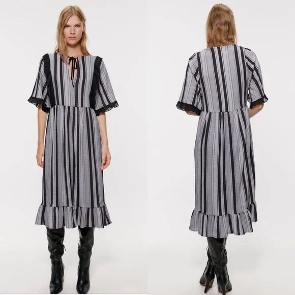 ZARA рокля с волани М размер