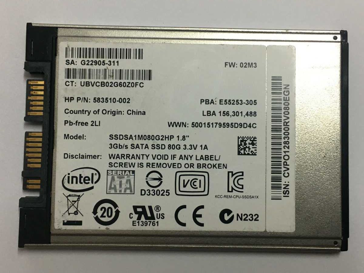 Intel 1.8" microSata SSD